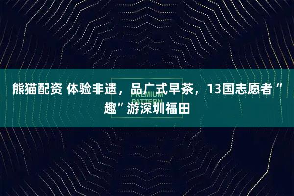 熊猫配资 体验非遗，品广式早茶，13国志愿者“趣”游深圳福田